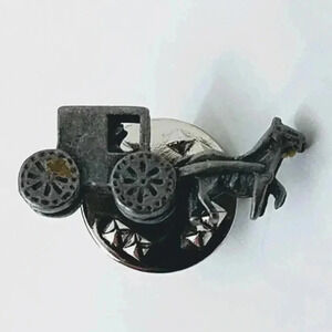 Amish Horse & Buggy Lapel Hat Pin Silver Tone